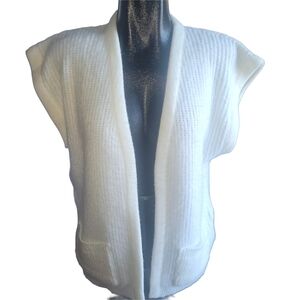 Vintage White Short Drop Sleeve Open Cardigan Sweater